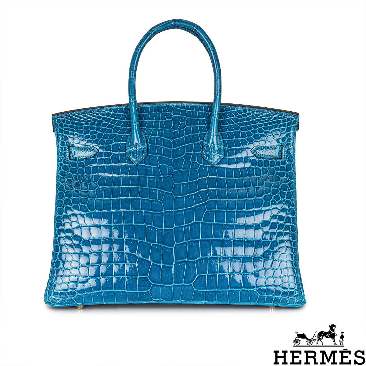 Hermes Birkin 35cm Mykonos Blue Shiny Croc GHW